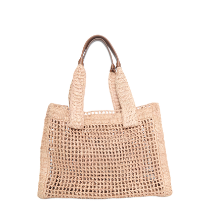 East-West Summer Banana Raffia Tote Bag