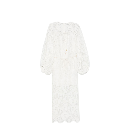 zimmermann white embroidered dress NWOT $1,600 Zimmermann Dancer Tie Neck Linen Voile Embroidered Mini Dress AU0 XS