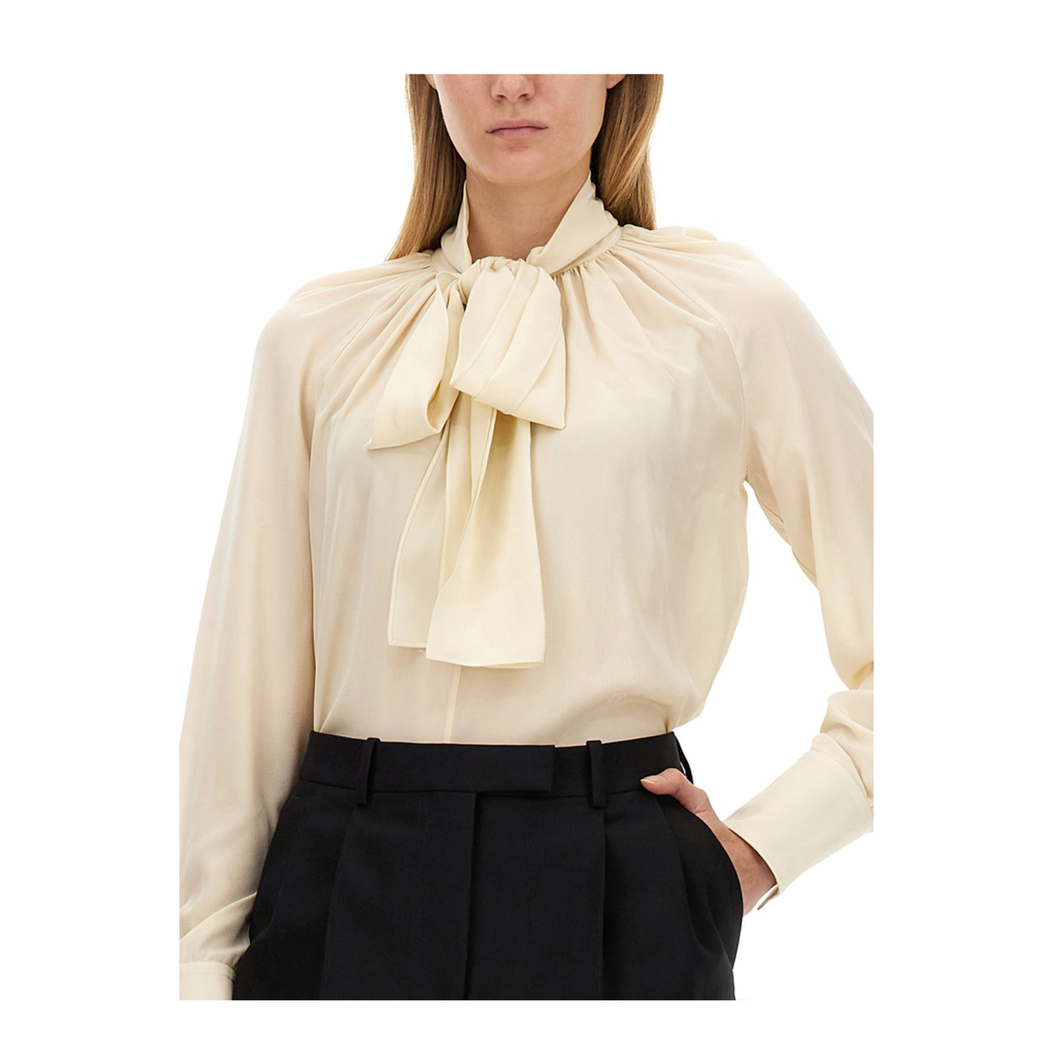 MAYFEYR - Givenchy - Silk Shirt With Lavallière Collar - BW61AM14M8297
