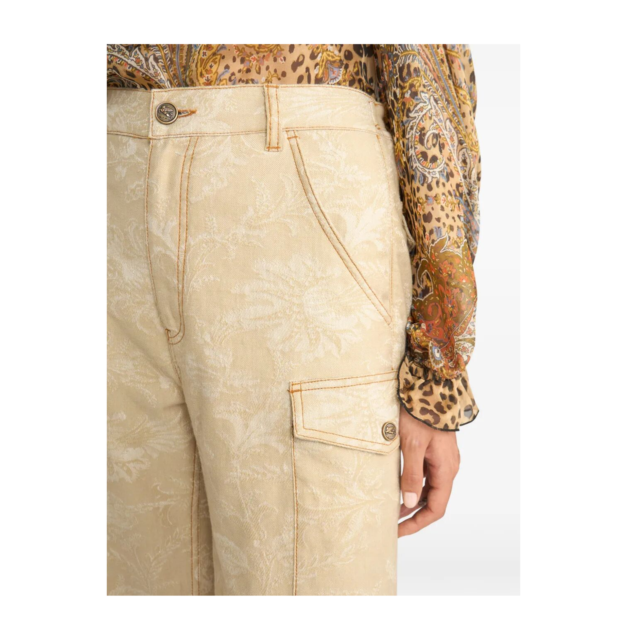 MAYFEYR - Etro - Floral Jacquard Canvas Cargo Trousers - WRNB003399TJEK7