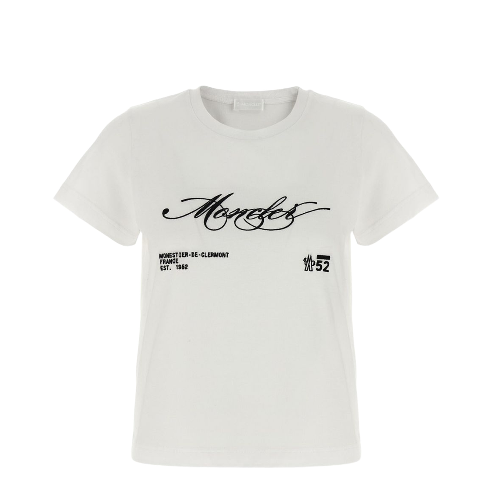 White Embroidered Cursive Logo Cotton T-Shirt