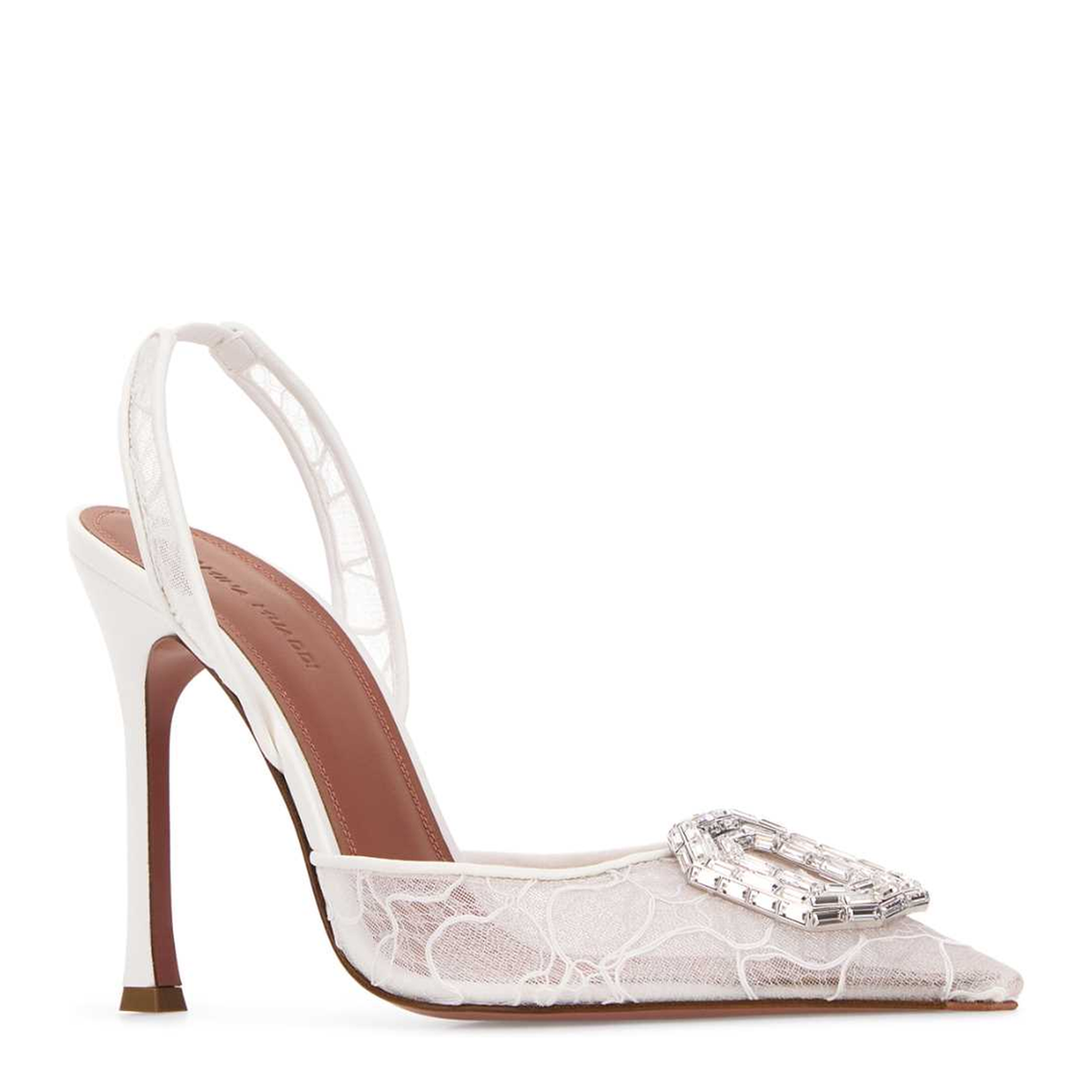 MAYFEYR - Amina Muaddi - Camelia Lace Sling Pumps Ivory - CAMELIALACESLING105IVORY