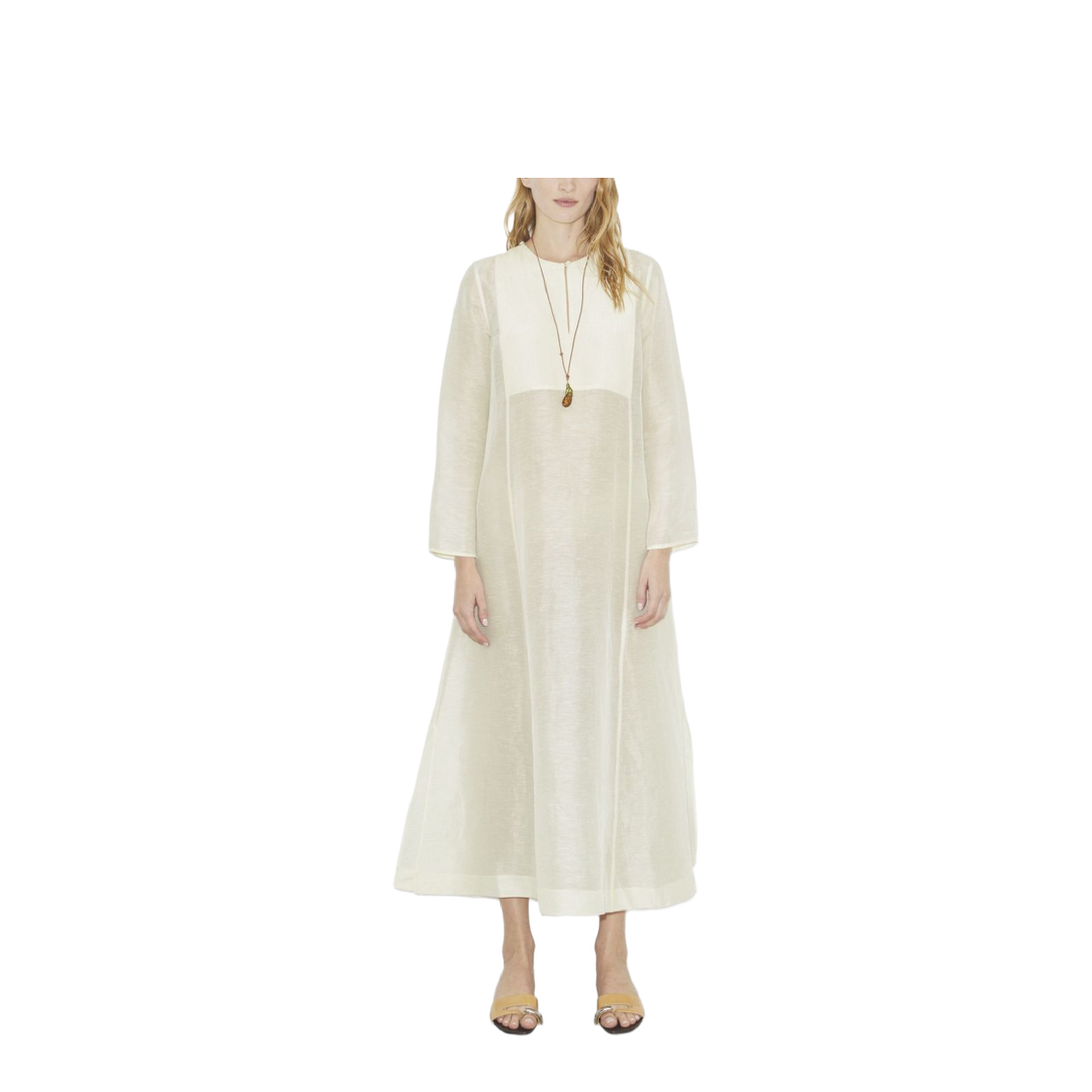 Ivory Linen Blend Caftan