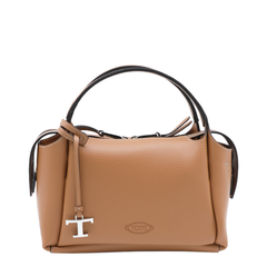 Leather Top Handle Bag - Brown