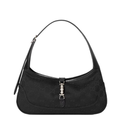 Jackie Slim Medium Canvas Shoulder Bag - Black
