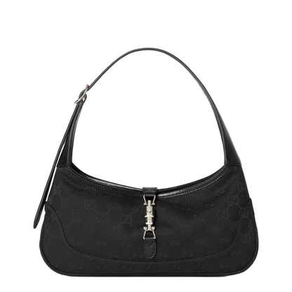 Jackie Slim Medium Canvas Shoulder Bag - Black