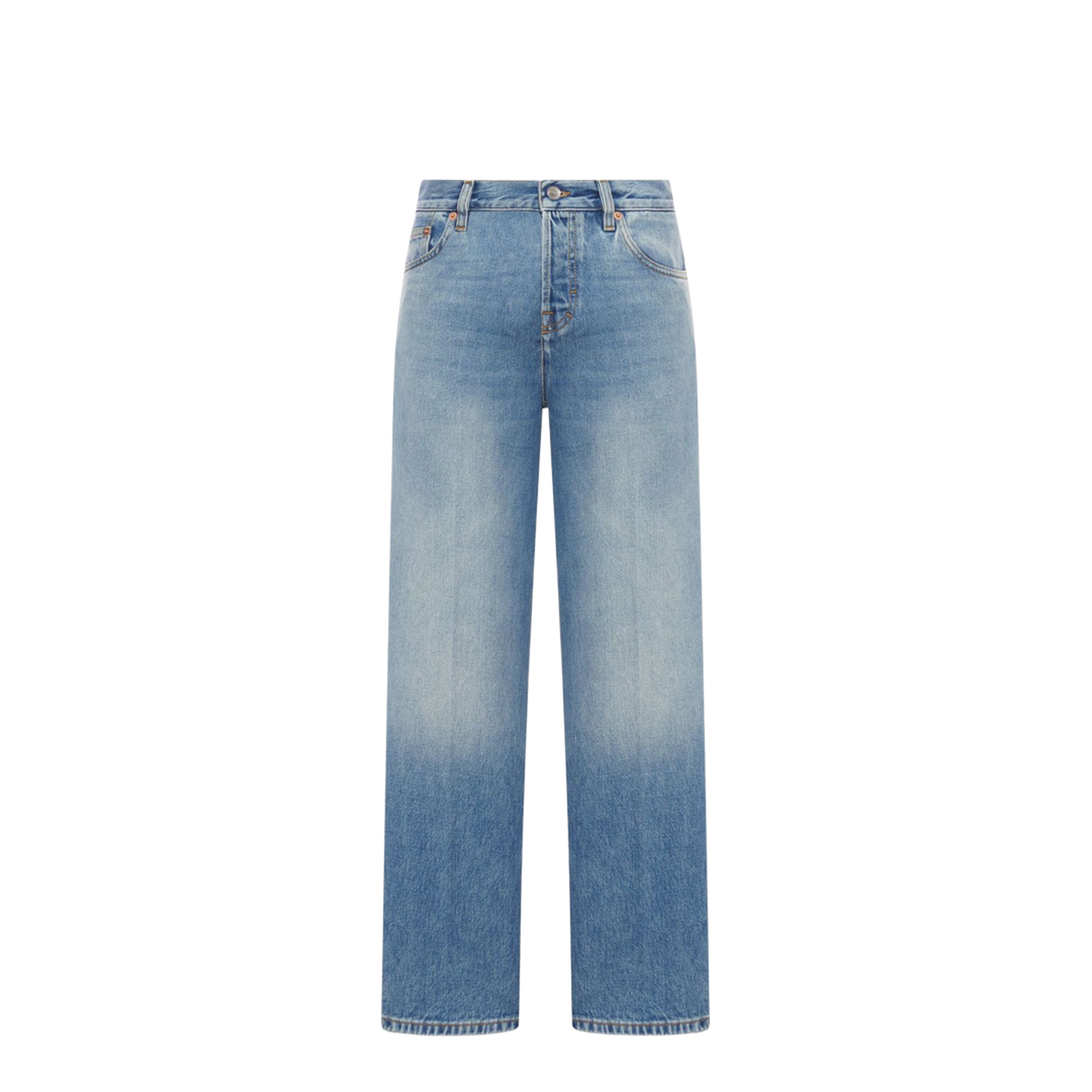Straight Fit Denim Pants in Light Blue