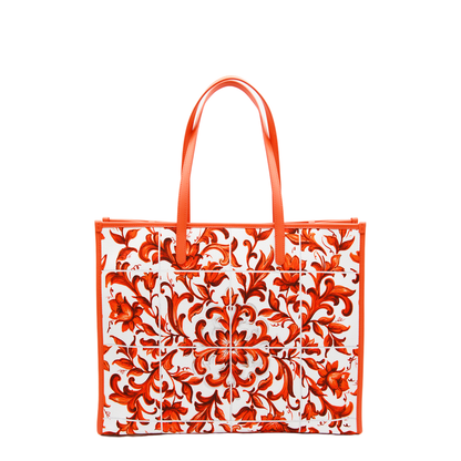 Maiolica Large Canvas Tote - White/Blue