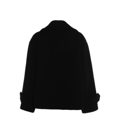 Oversized Wool Short Coat - Black
