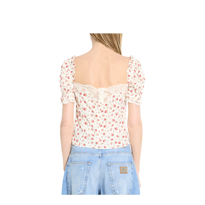 Charmeuse Top with Rose Print