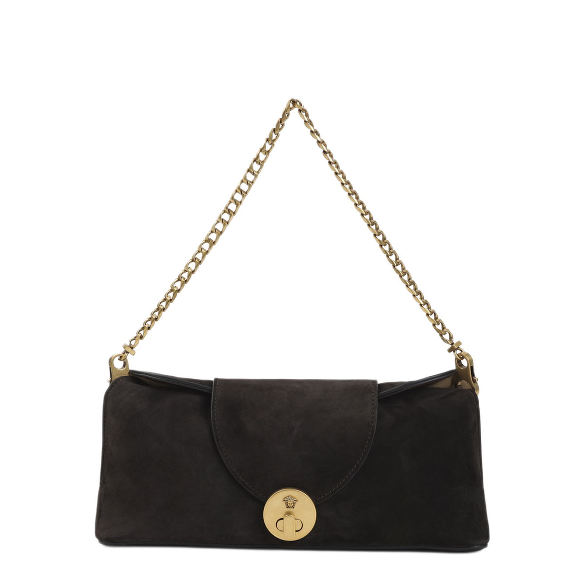Vivian Small Suede Leather Clutch - Brown