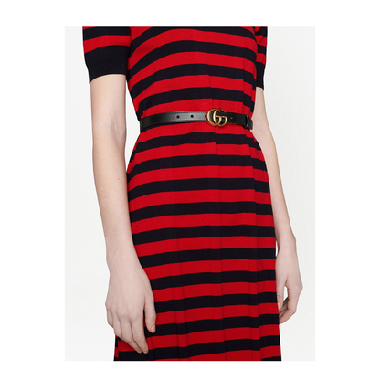 Reversible Thin Belt in White Leather