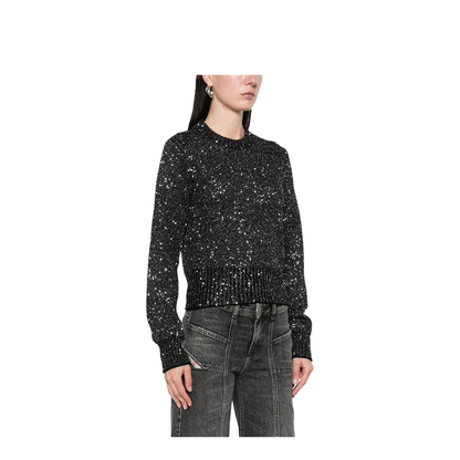 Black Wool Blend Cropped Sweater
