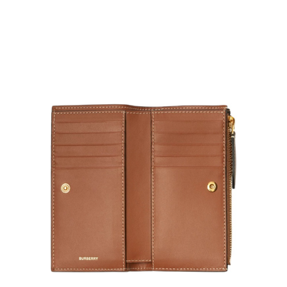 Check Medium Cotton Wallet - Sand
