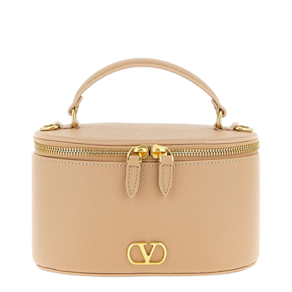 VLogo Signature Mini Grainy Calfskin Vanity Bag - Light Ivory