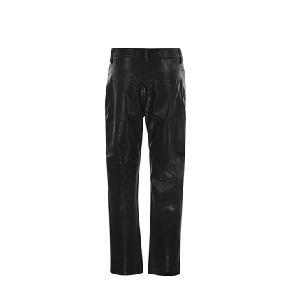 Wide Five-Pocket Trousers in Smooth Nappa Leather
