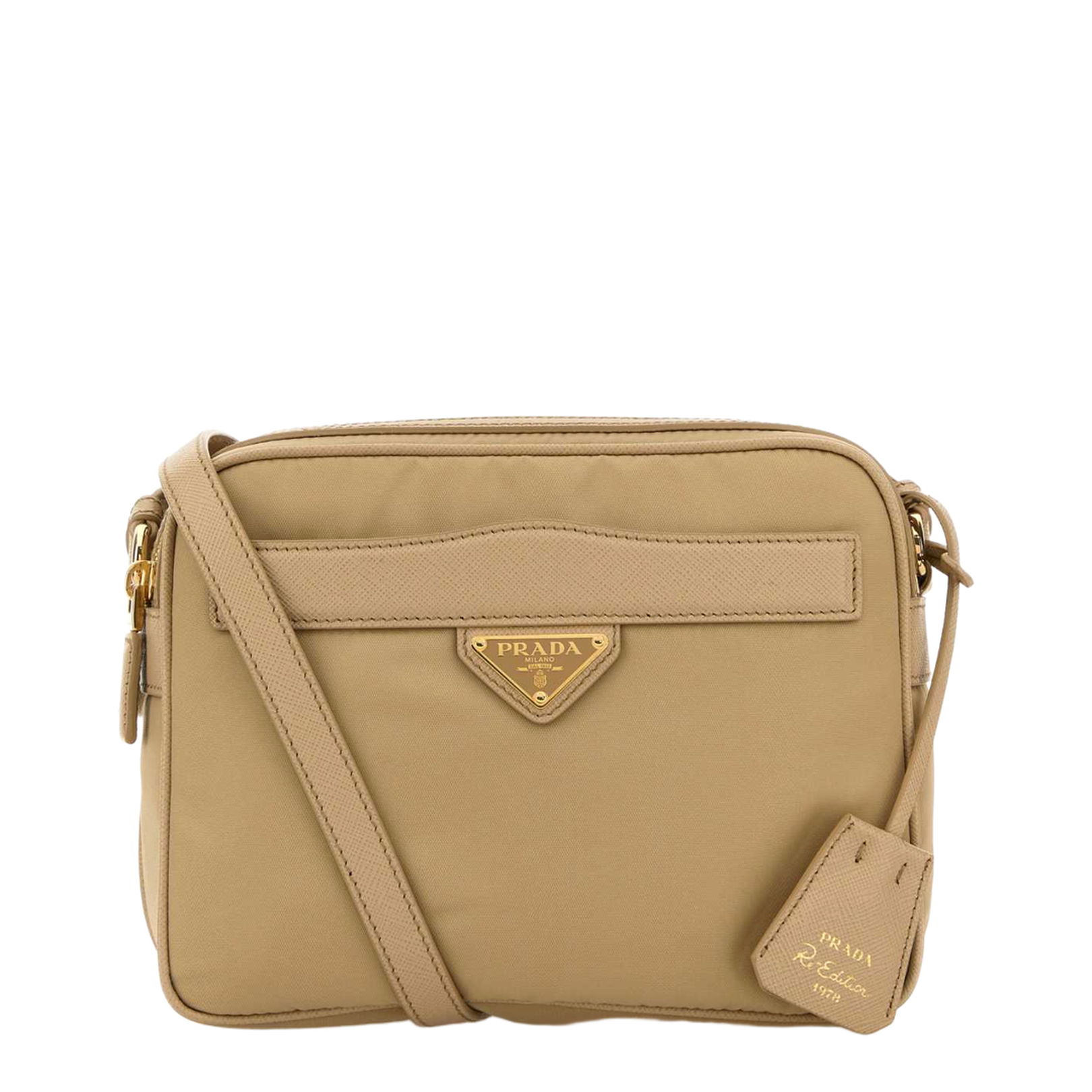 Beige Re-nylon Crossbody Bag