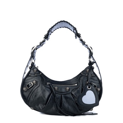 Le Cagole Small Arena Lambskin Shoulder Bag - Black