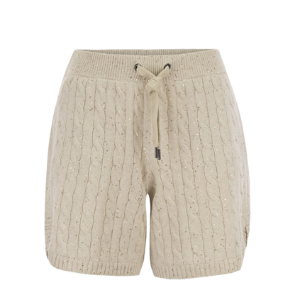 Cotton Knit Shorts with Sequins