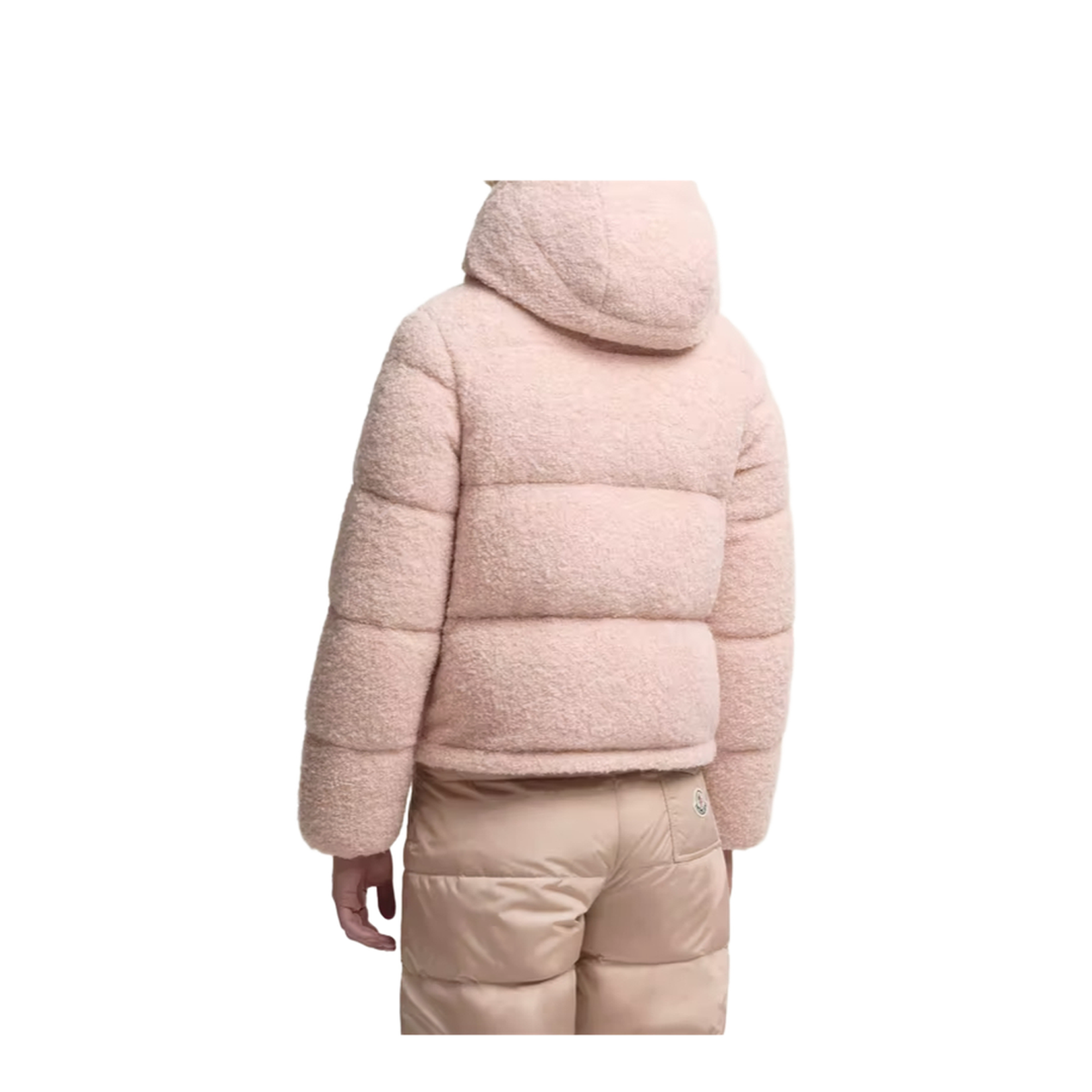 Pink Virieu Bouclé Hooded Short Down Jacket