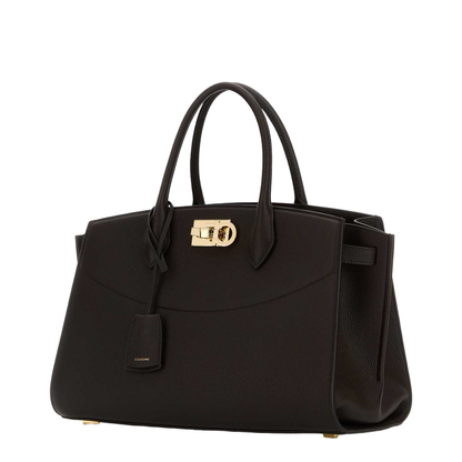 Dark Brown Leather Large Studio Soft Handbag