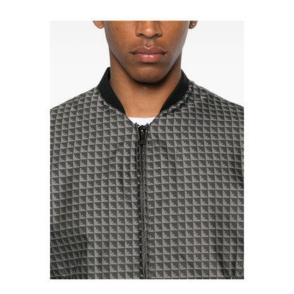 Blouson in Nylon Jacquard with Repeated Eagle Motif