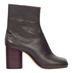 Brown Signature Tabi Toe High Block Heel Boots