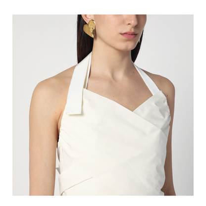 Ivory Dress with a Bow on the Back