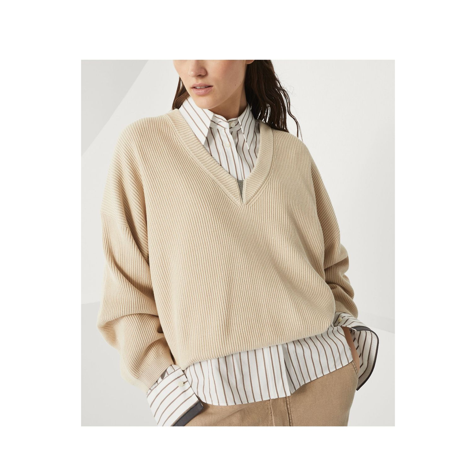 Cotton V-Necked Sweater