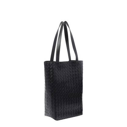 Intrecciato Small Leather Tote Bags - Black