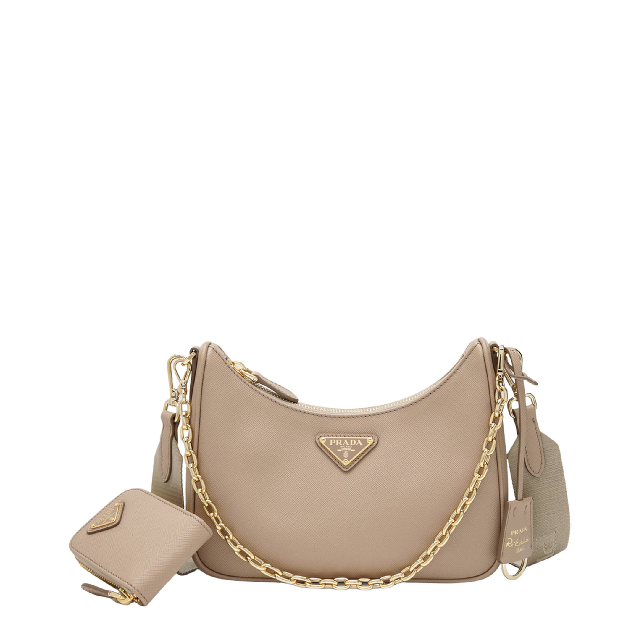Re-Edition 2005 Medium Saffiano Leather Shoulder Bag - Cameo Beige