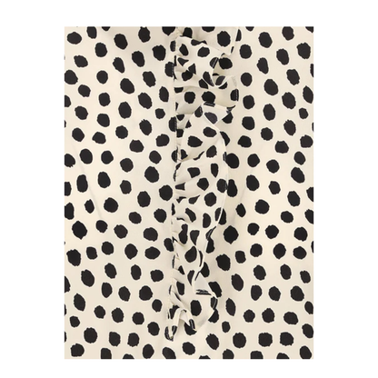 Short-Sleeve Ruffle Top in Crêpe de Chine Beige