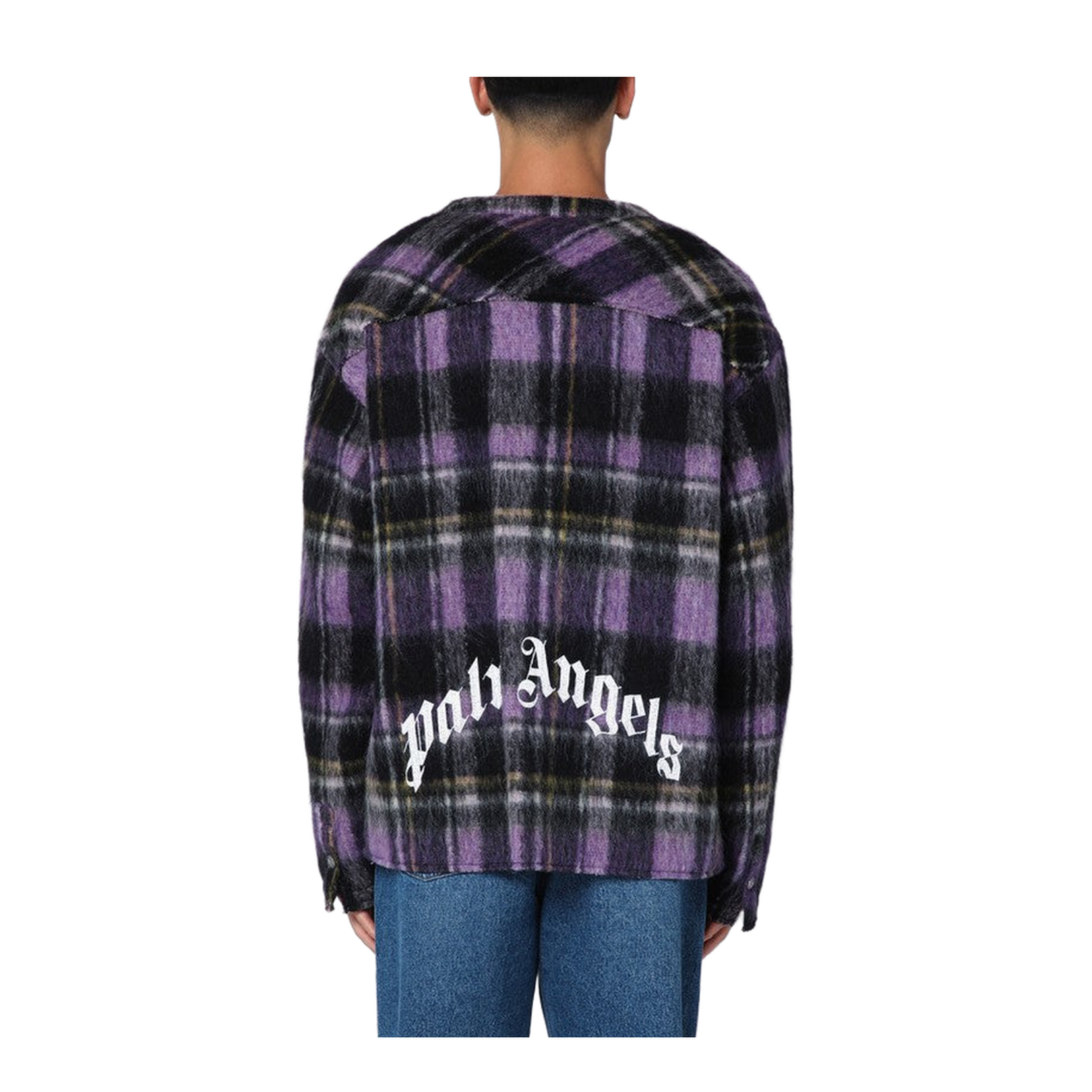 Over Shirt in Violet Check Wool