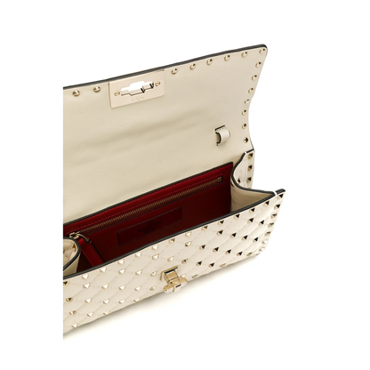 Rockstud Spike Nappa Shoulder Bag - Light Ivory