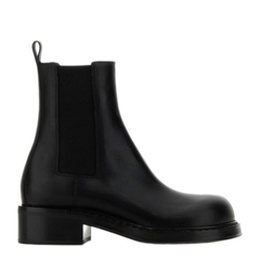 Black Leather Cliff Ankle Boots