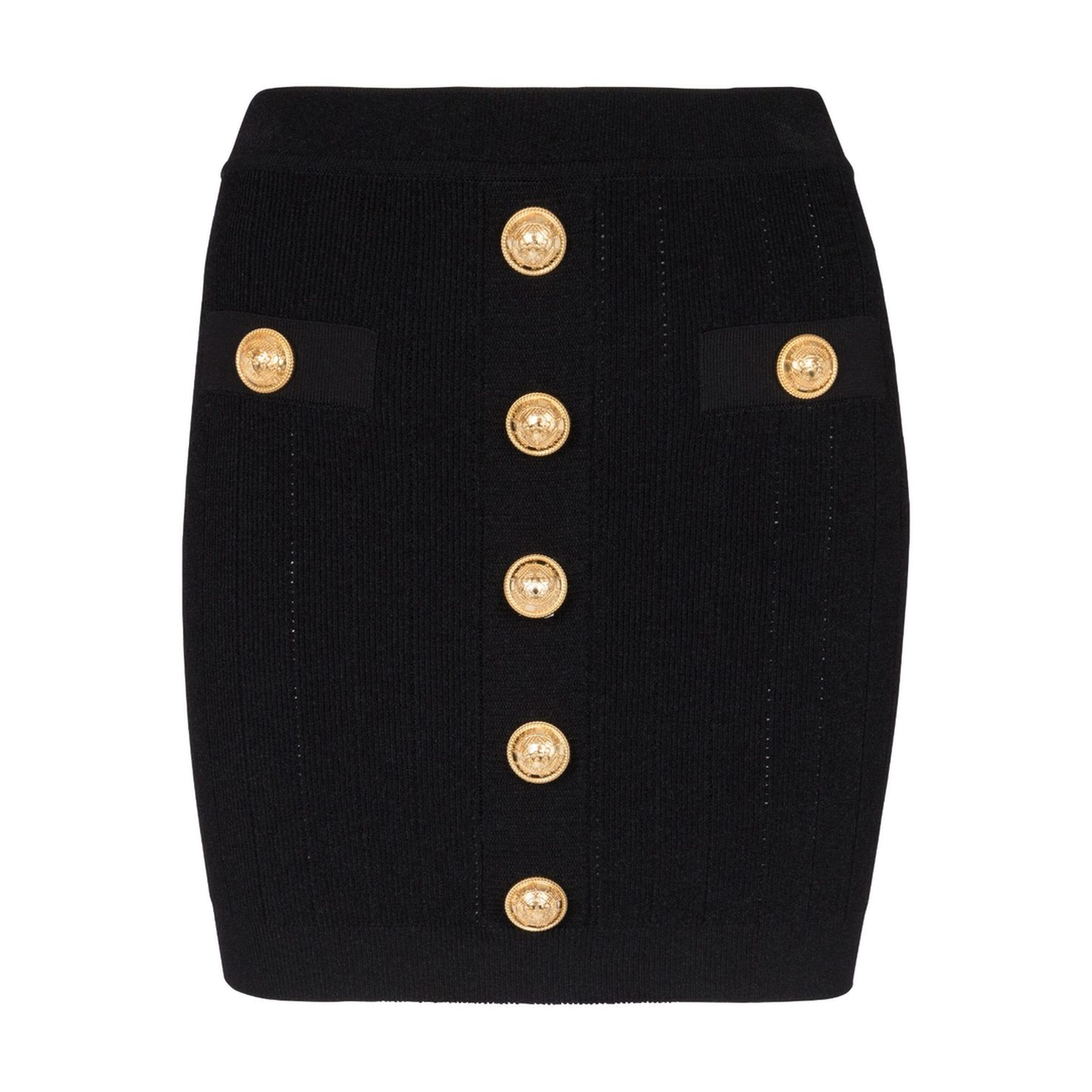 Buttoned Knitted Mini Skirt