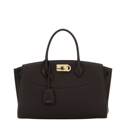 Dark Brown Leather Large Studio Soft Handbag