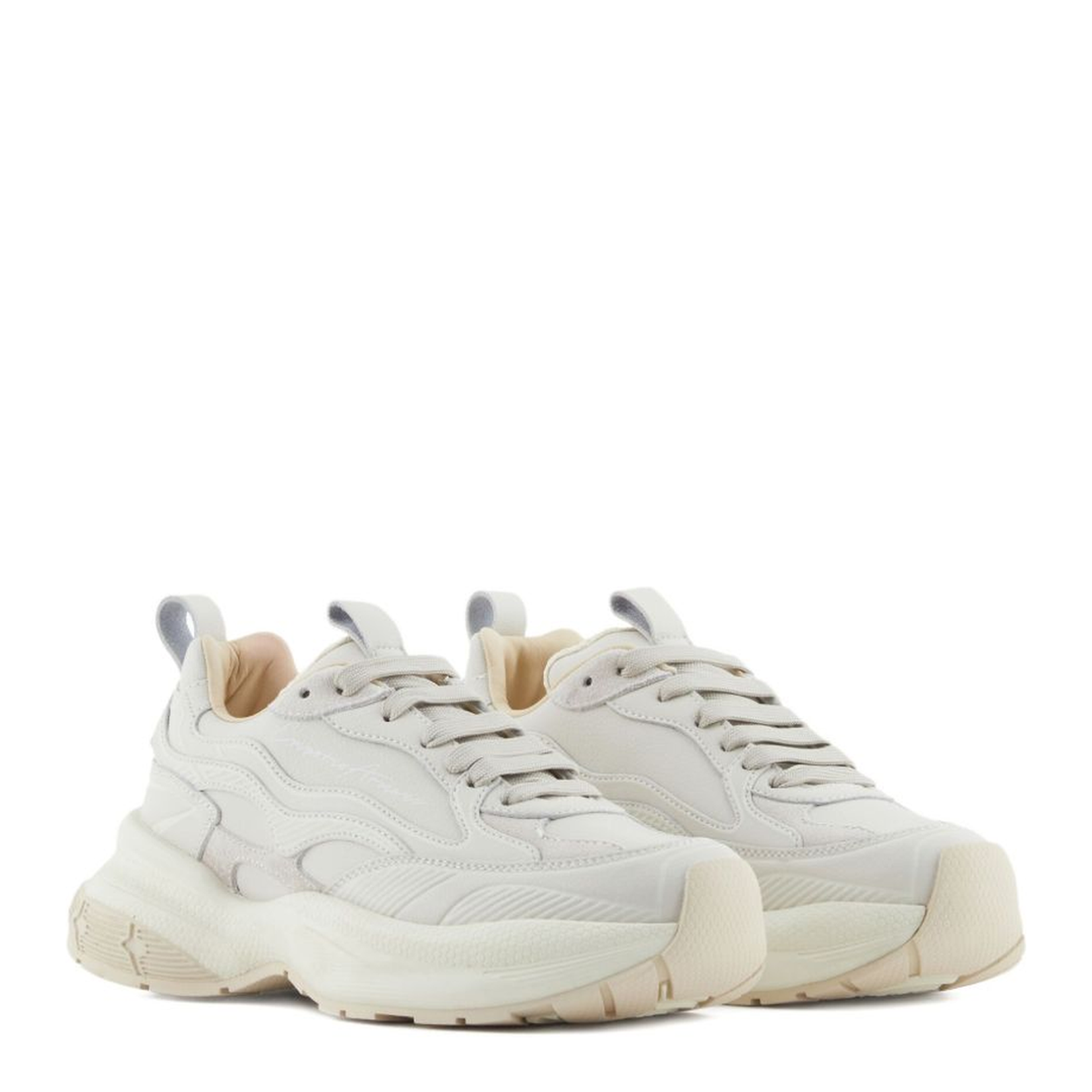 Leather Sneakers with Velvet Details