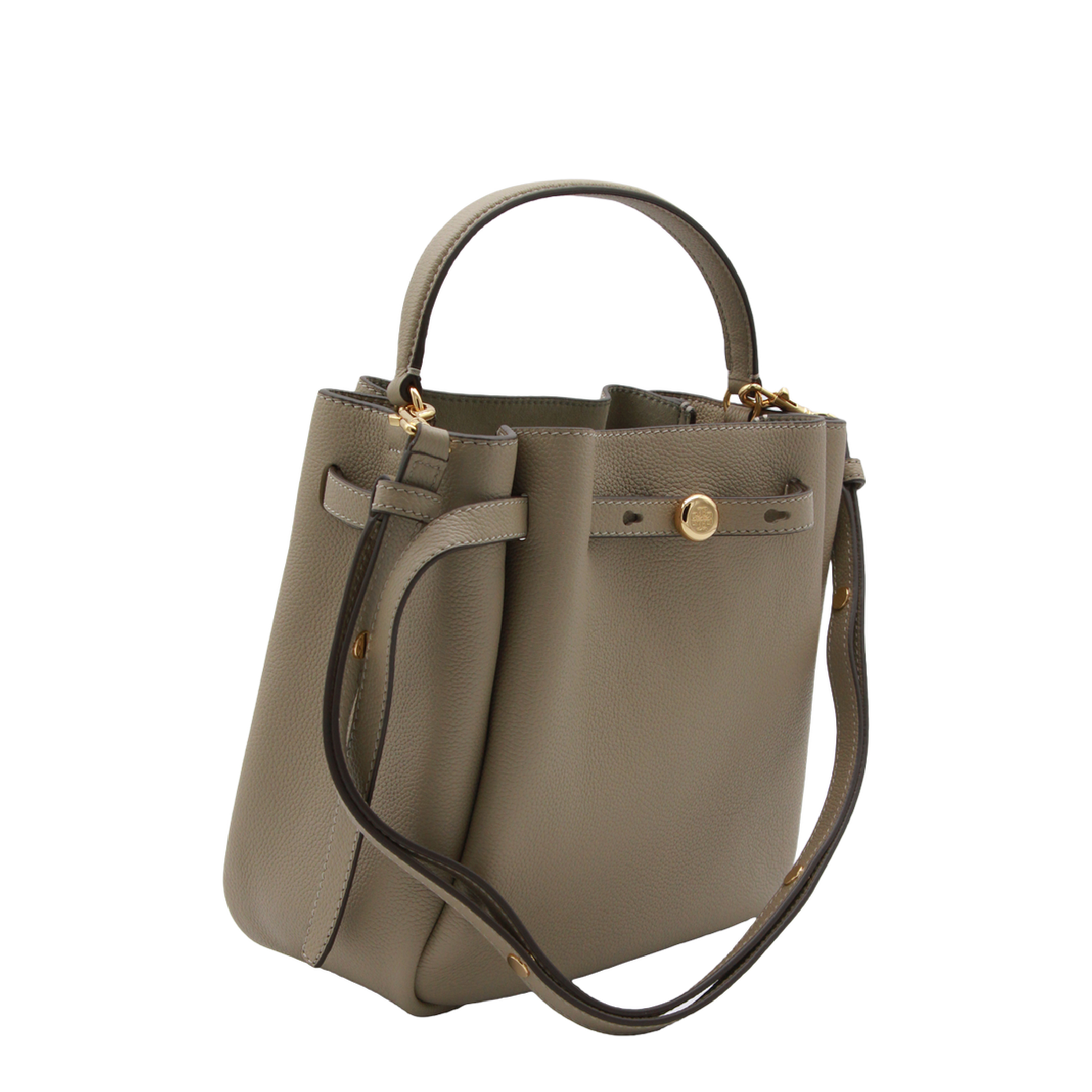 Romy Medium Pebbled Leather Bucket Bag - Soft Cement