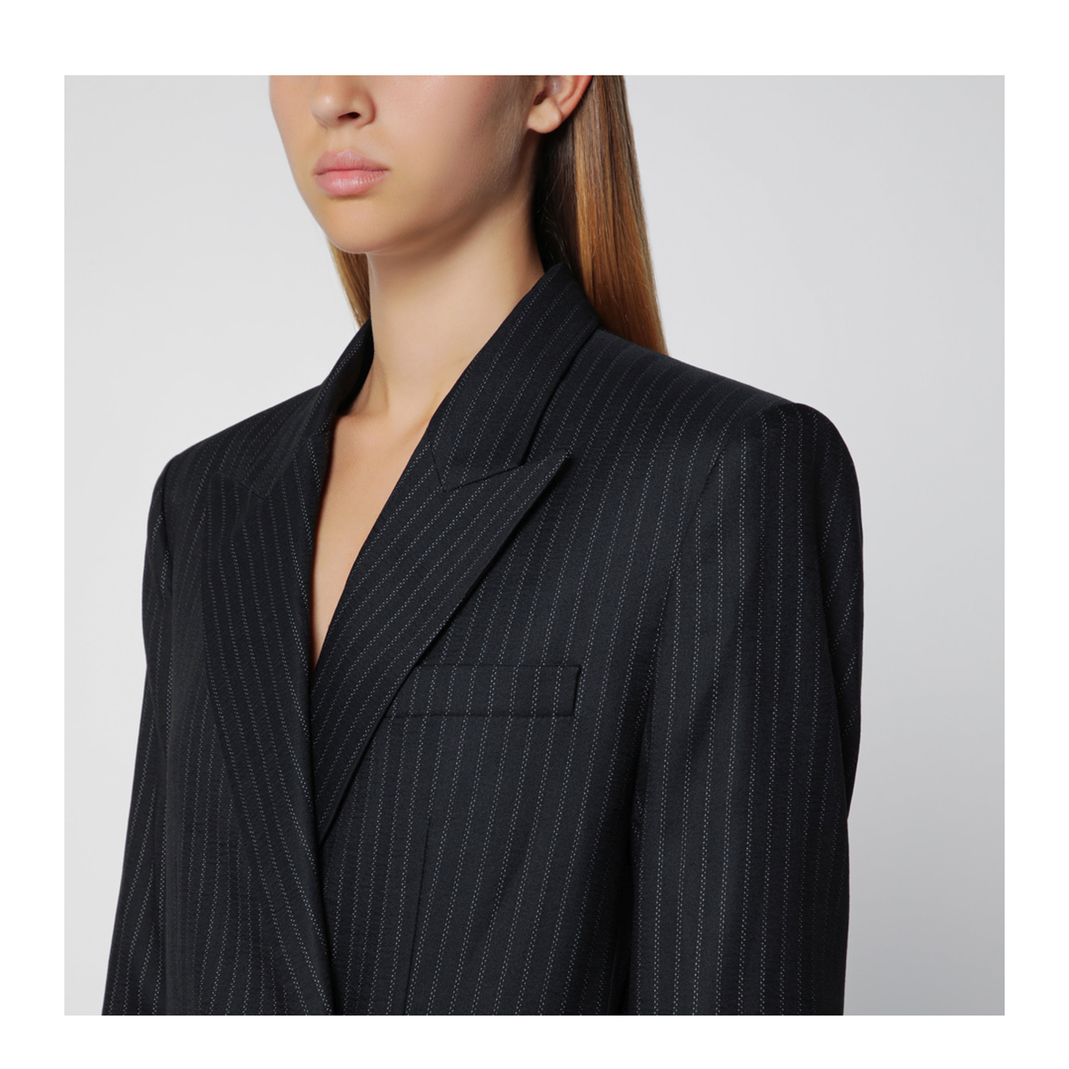 MAYFEYR - Isabel Marant - Black Double-Breasted Pinstripe Jacket - VE0690FAD3F01I01BK
