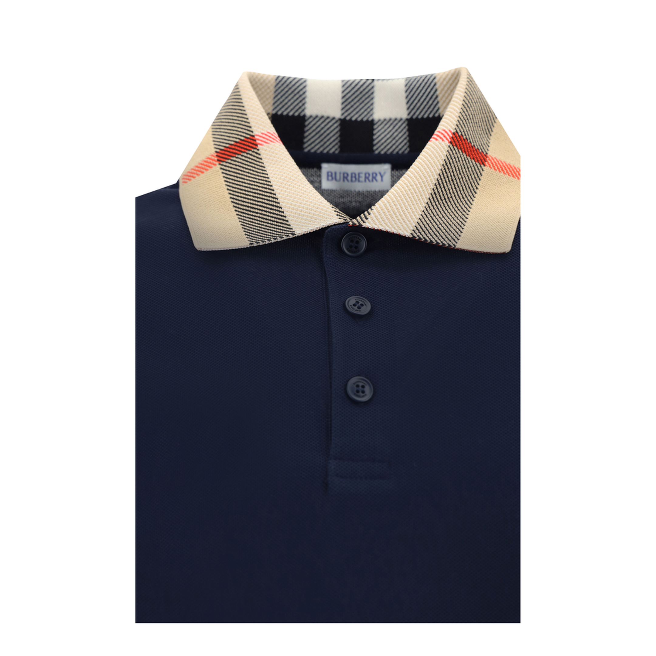 Check Collar Cotton Polo Shirt