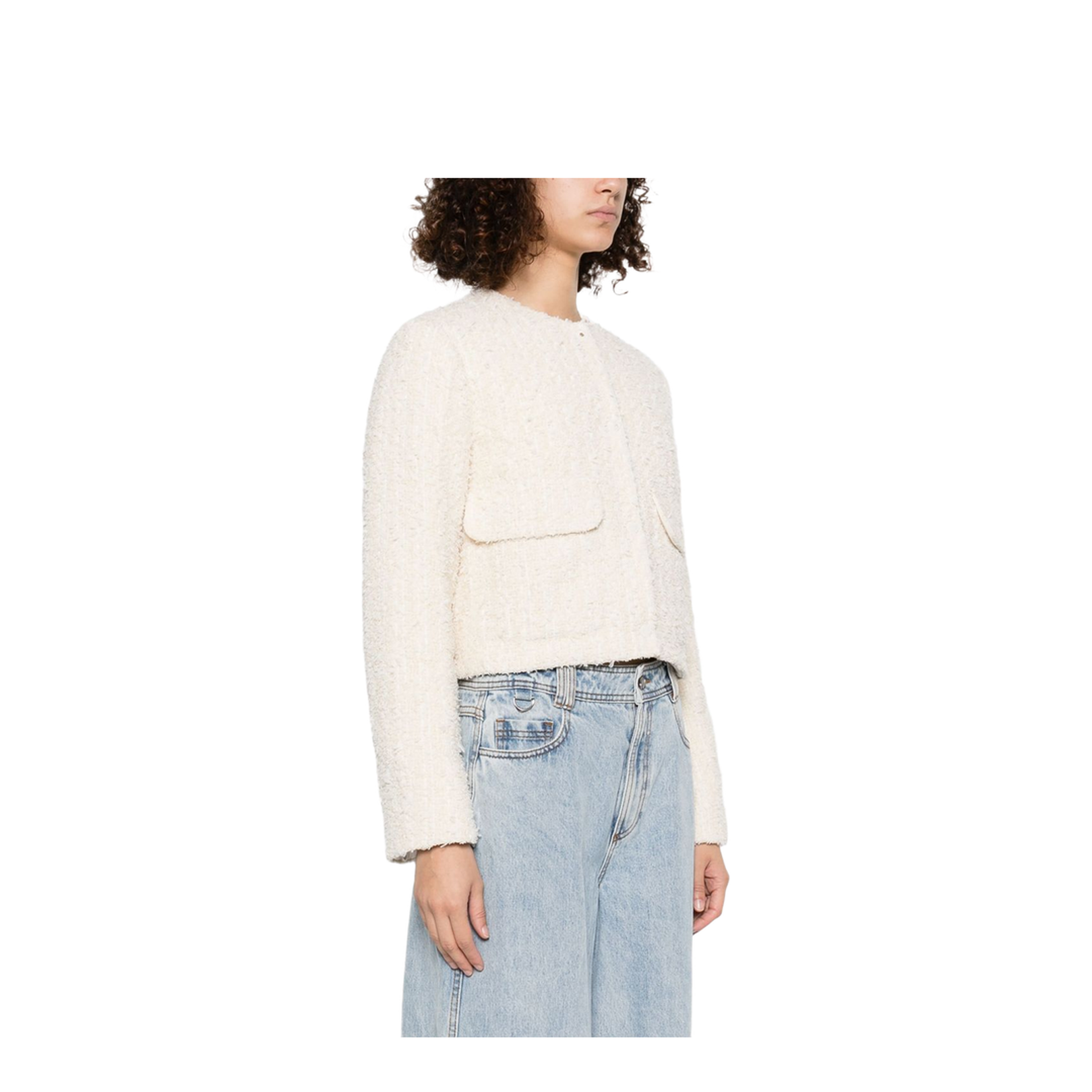 White Ivory Dauphin Tweed Short Down Jacket