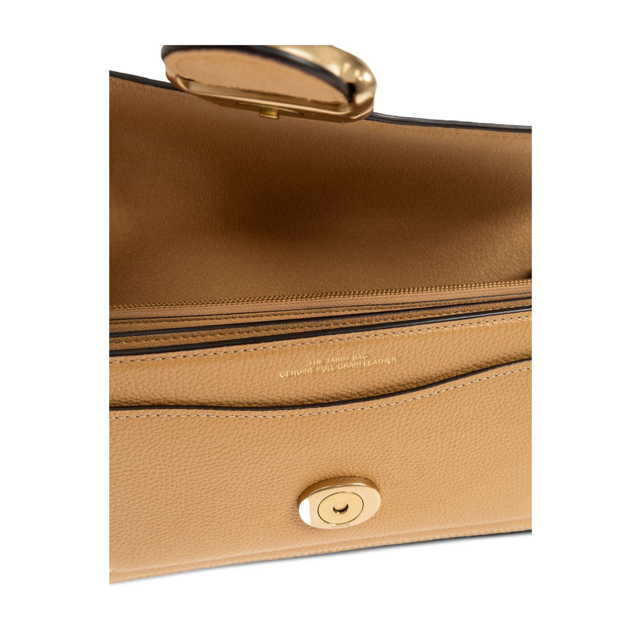 Tabby 26 Polished Pebble Leather Shoulder Bag - Brass/Biscuit