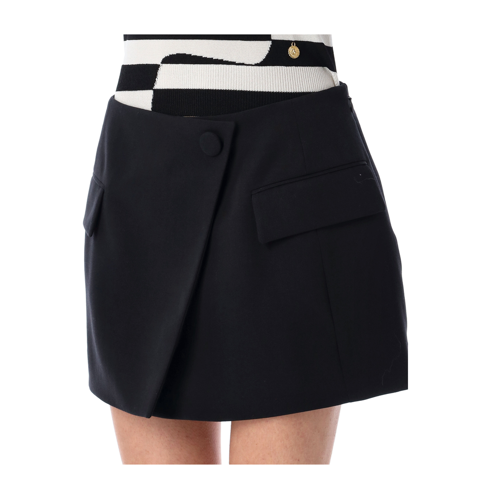 Asymmetric Gabardine Mini Skirt