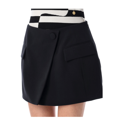 Asymmetric Gabardine Mini Skirt