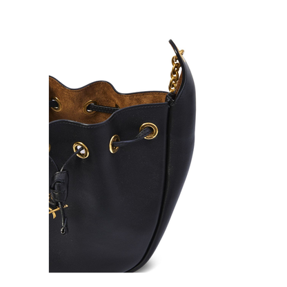 Supple Medium Leather Bucket Bags - Black