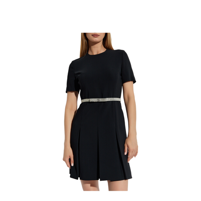 Crystal-Embellished Belt Cocktail Dress