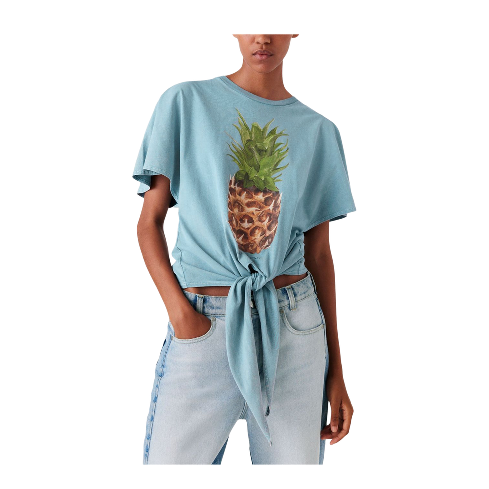 Pineapple Tie-front Cotton T-Shirt