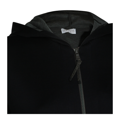 Cotton and Silk Interlock Hooded Topwear