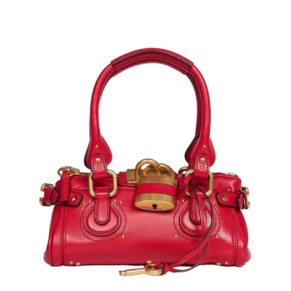 Paddington Small Grained Buffalo Leather Shoulder Bag - Tulip Red